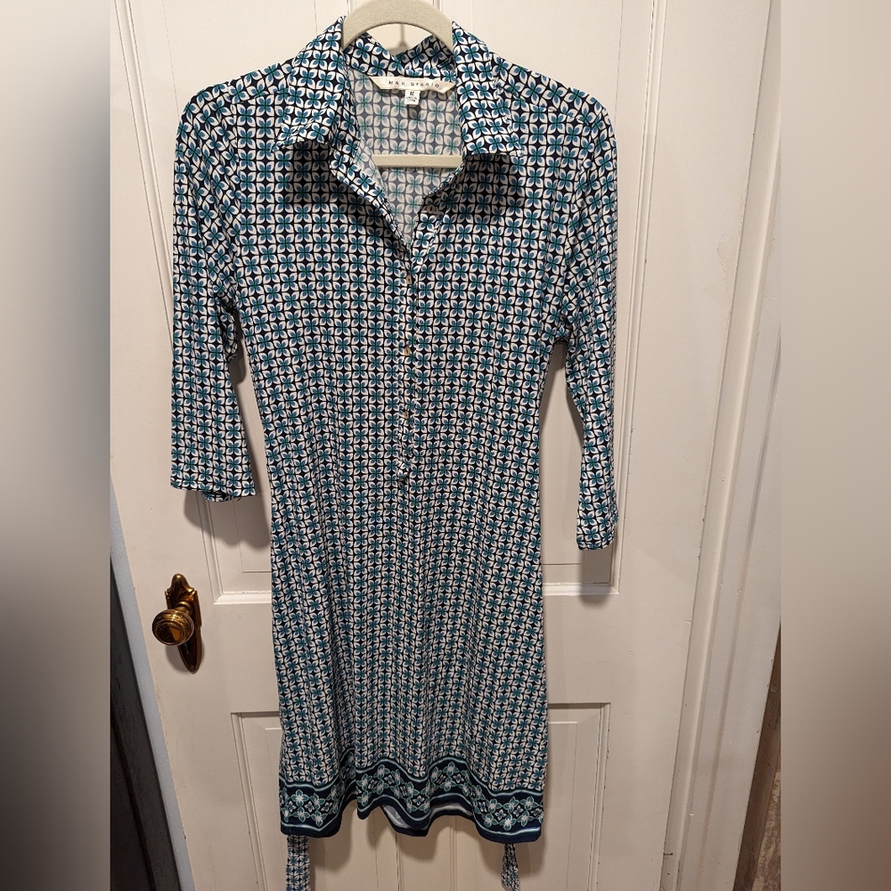 Belted, Vintage, Shift Style, Patterned, Collared… - image 1